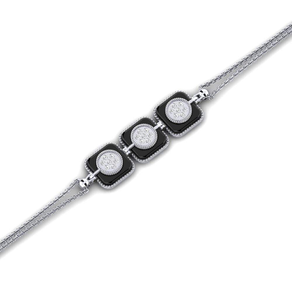 18k Oro Blanco Zafiro blanco Pulsera de Mujer Glazer