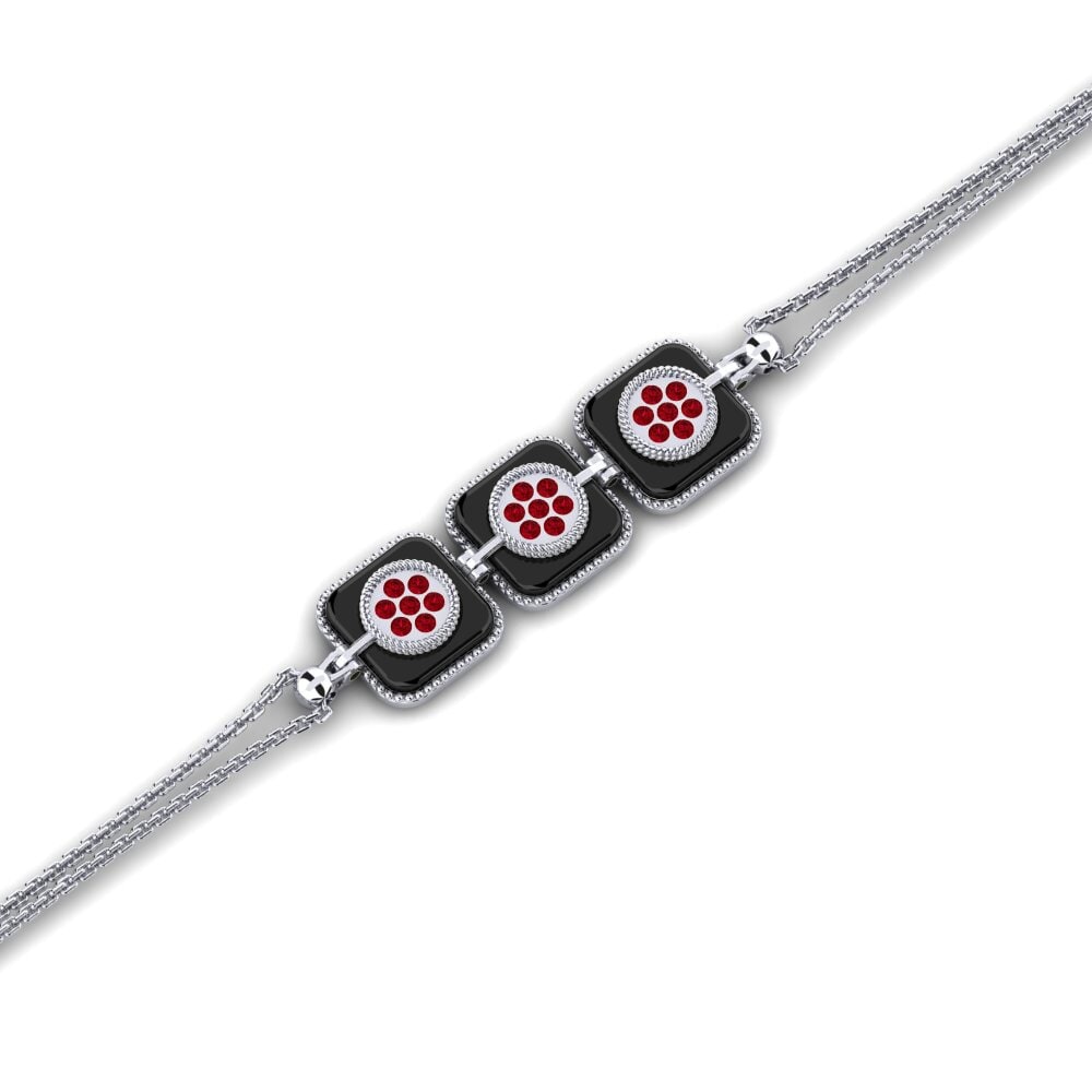 White Silver Red Zirconia Women's Bracelet Glazer