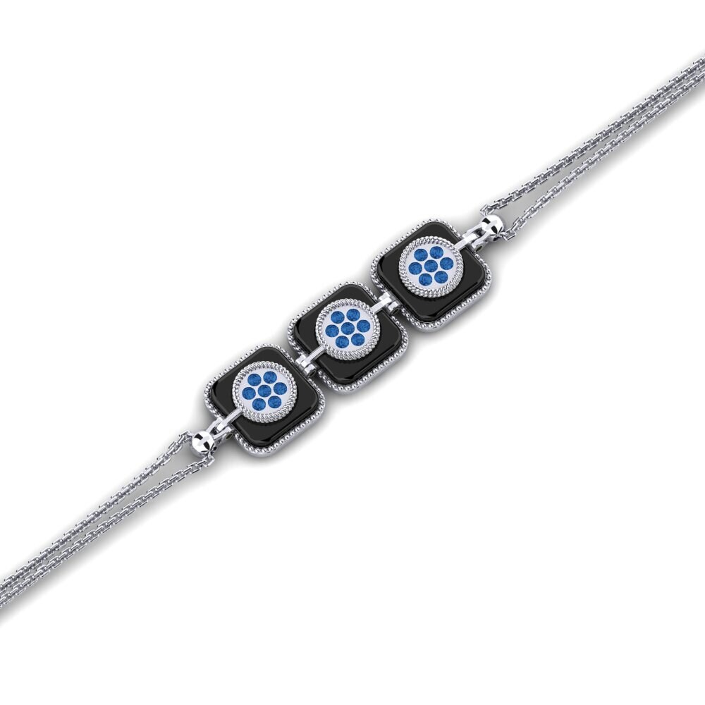 14K White Gold Dark Blue Zirconia Bracelet Glazer