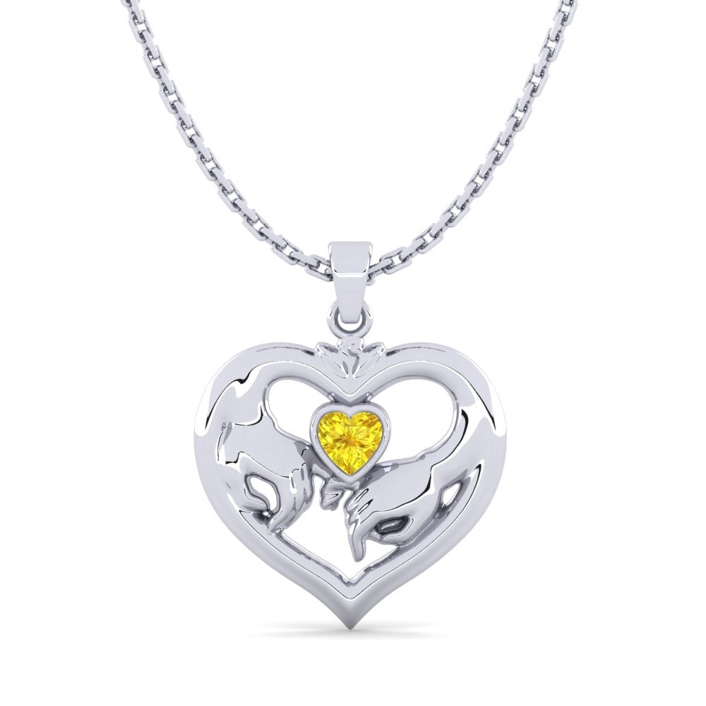 White Silver Yellow Sapphire Women's Pendant Gleaning