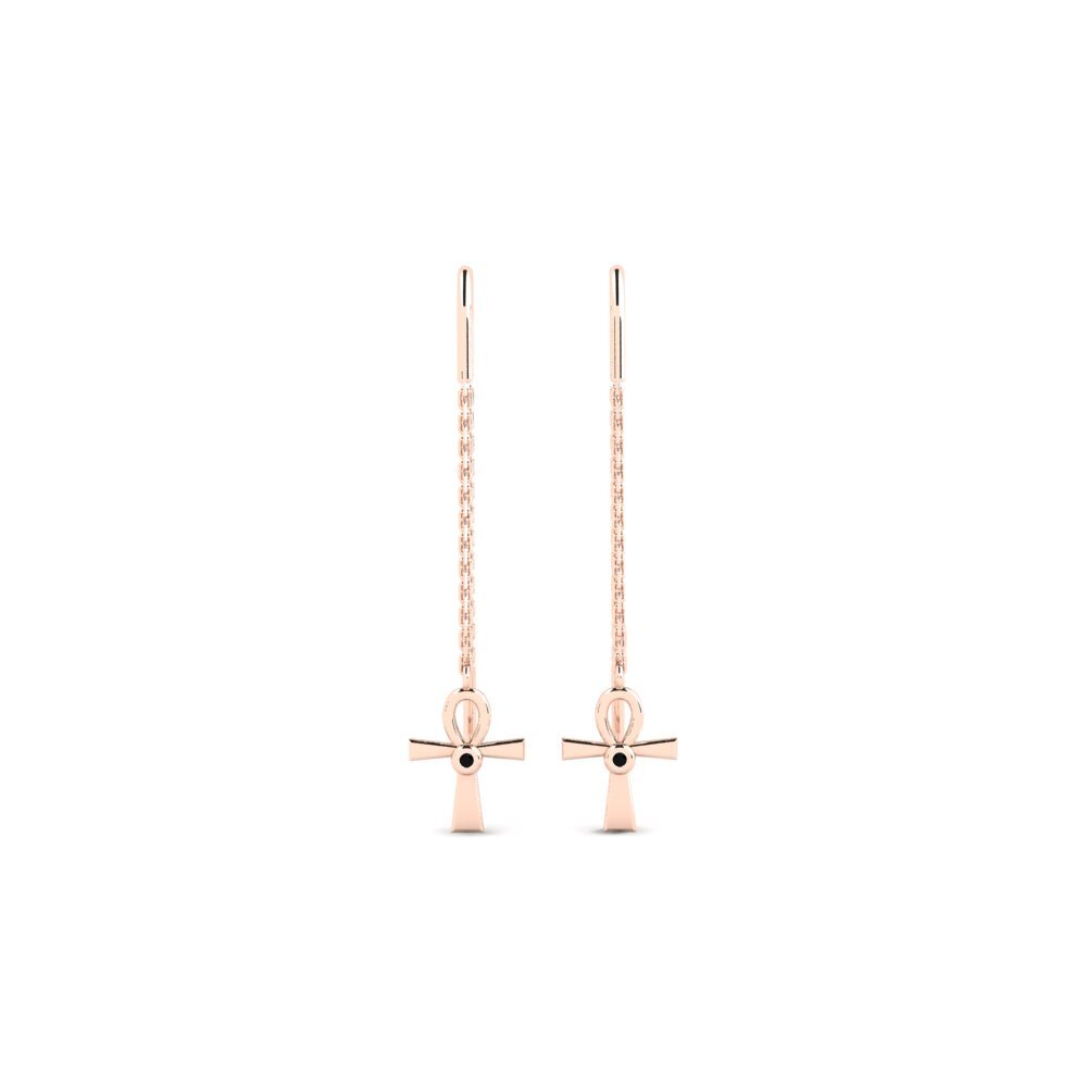 9ct Rose Gold Black Sapphire Women's Earring Glencoe