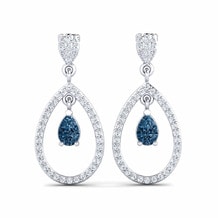Gotas y cuelgan Diamante Azul Pendientes