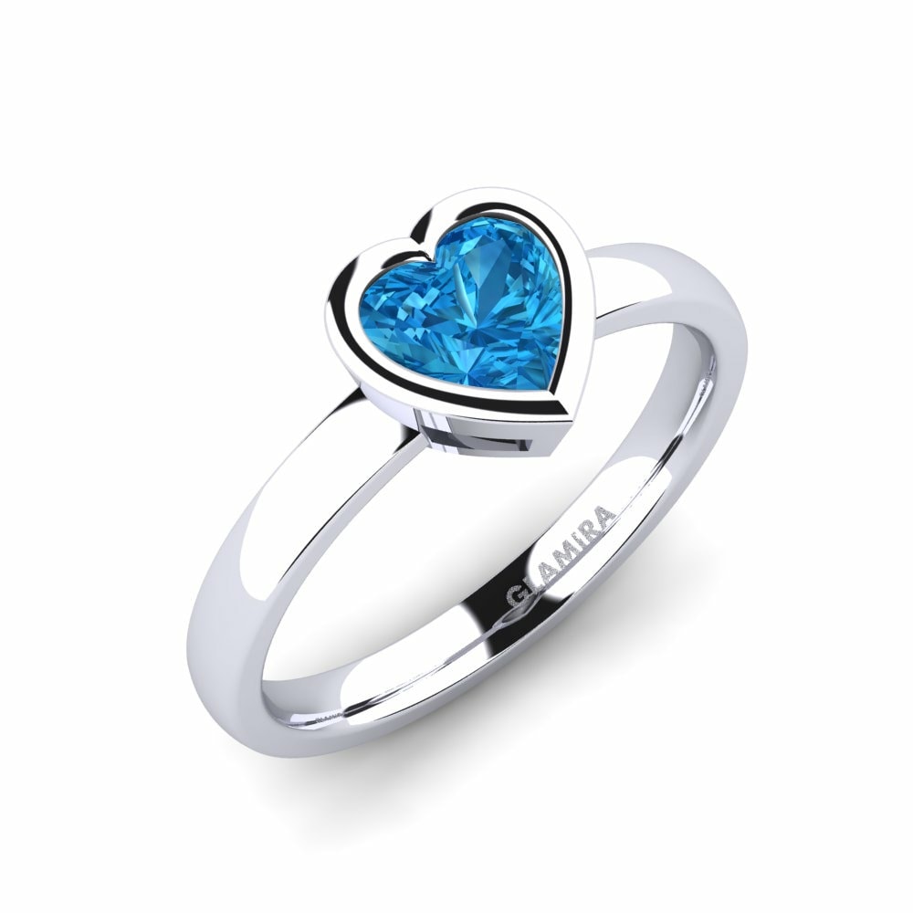 Classic Solitaire Engagement Rings GLAMIRA Gloria 585 White Gold Blue Topaz