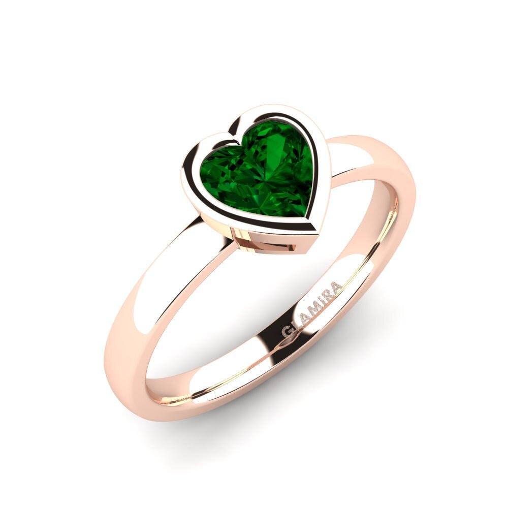 14ct Rose Gold Green Zirconia Engagement Ring Gloria
