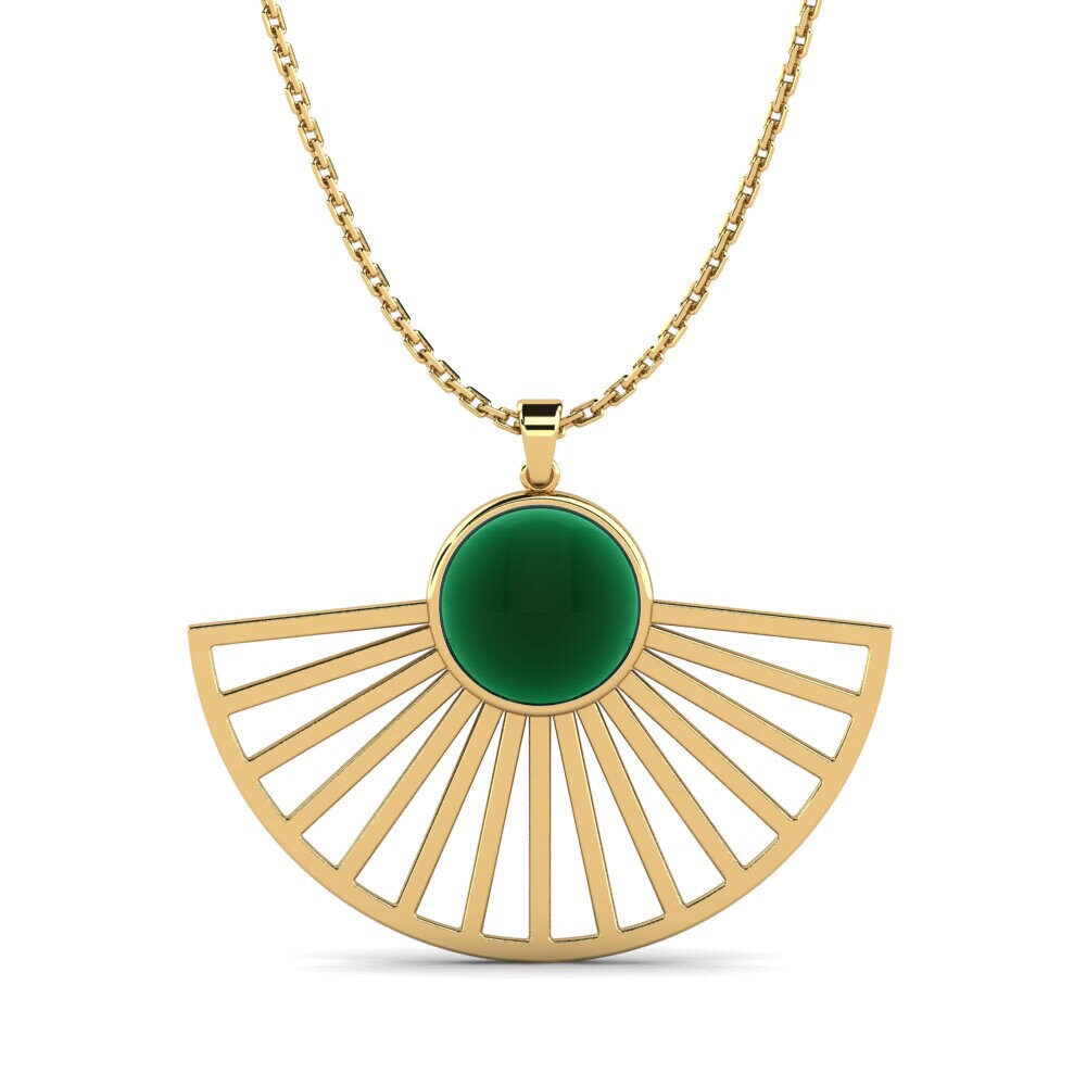 9k Oro Amarillo Esmeralda Cabujón Colgante de Mujer Gloster