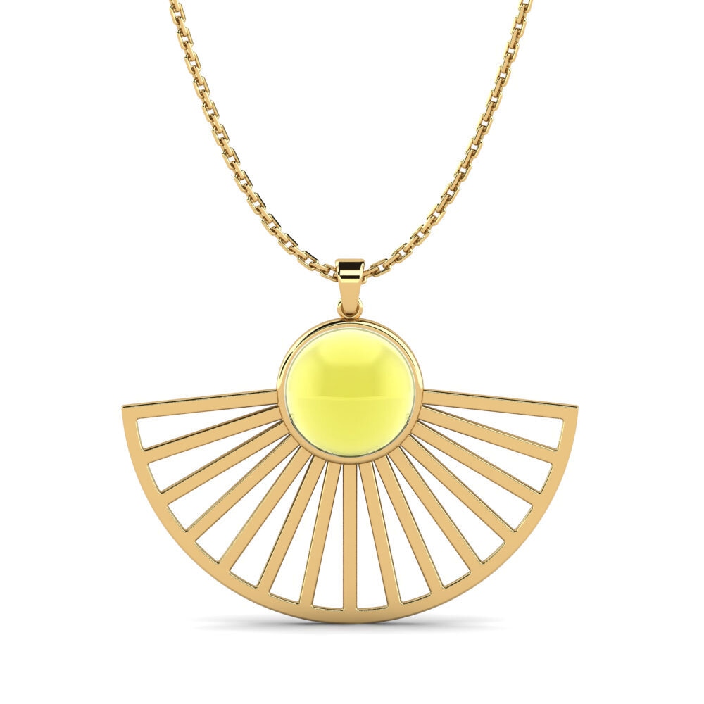 9k Oro Amarillo Topacio Limón Cabujón Colgante de Mujer Gloster
