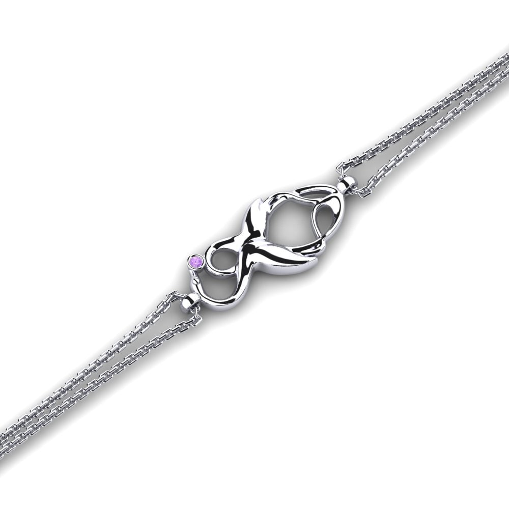 9ct White Gold Amethyst Women's Bracelet Gnikcots