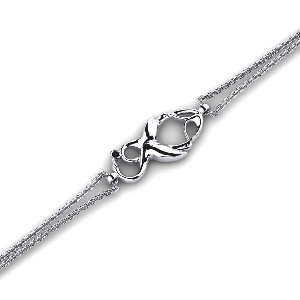 Platino Diamante Negro Pulsera de Mujer Gnikcots