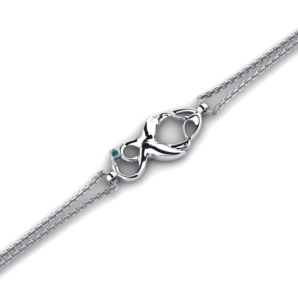Platine 950 Diamant Bleu Bracelet pour femme Gnikcots