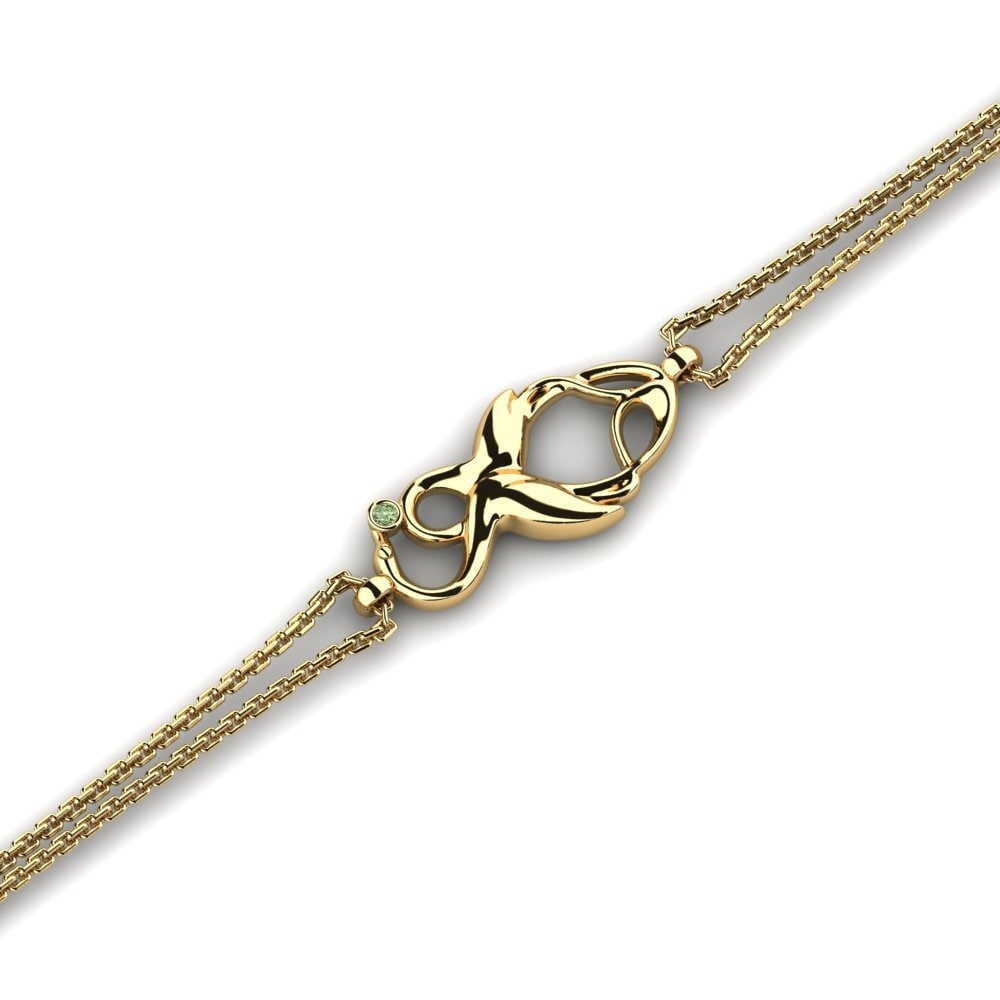 14k Oro Amarillo Diamante Verde Pulsera de Mujer Gnikcots