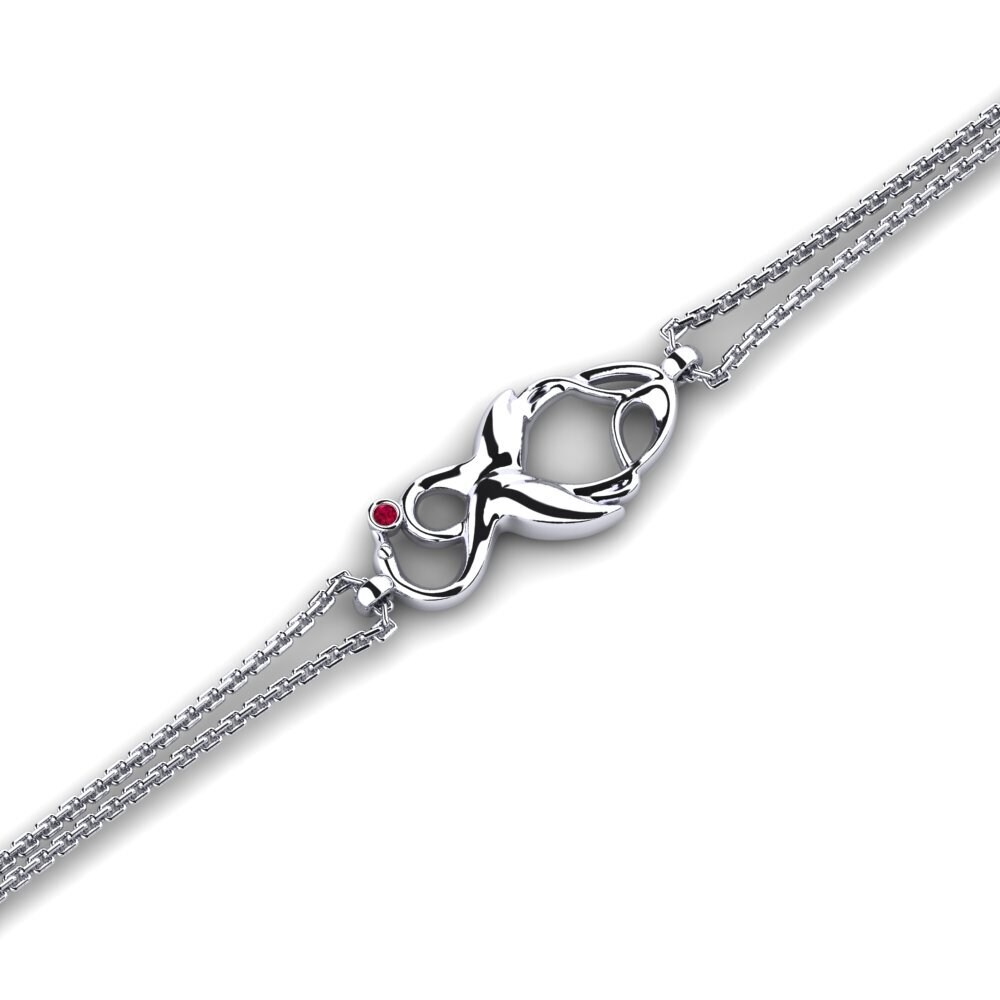 950 Platinum Ruby Women's Bracelet Gnikcots