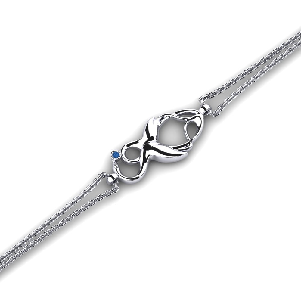 925 Prata de lei Zircônia azul escuro Pulseira Feminino Gnikcots