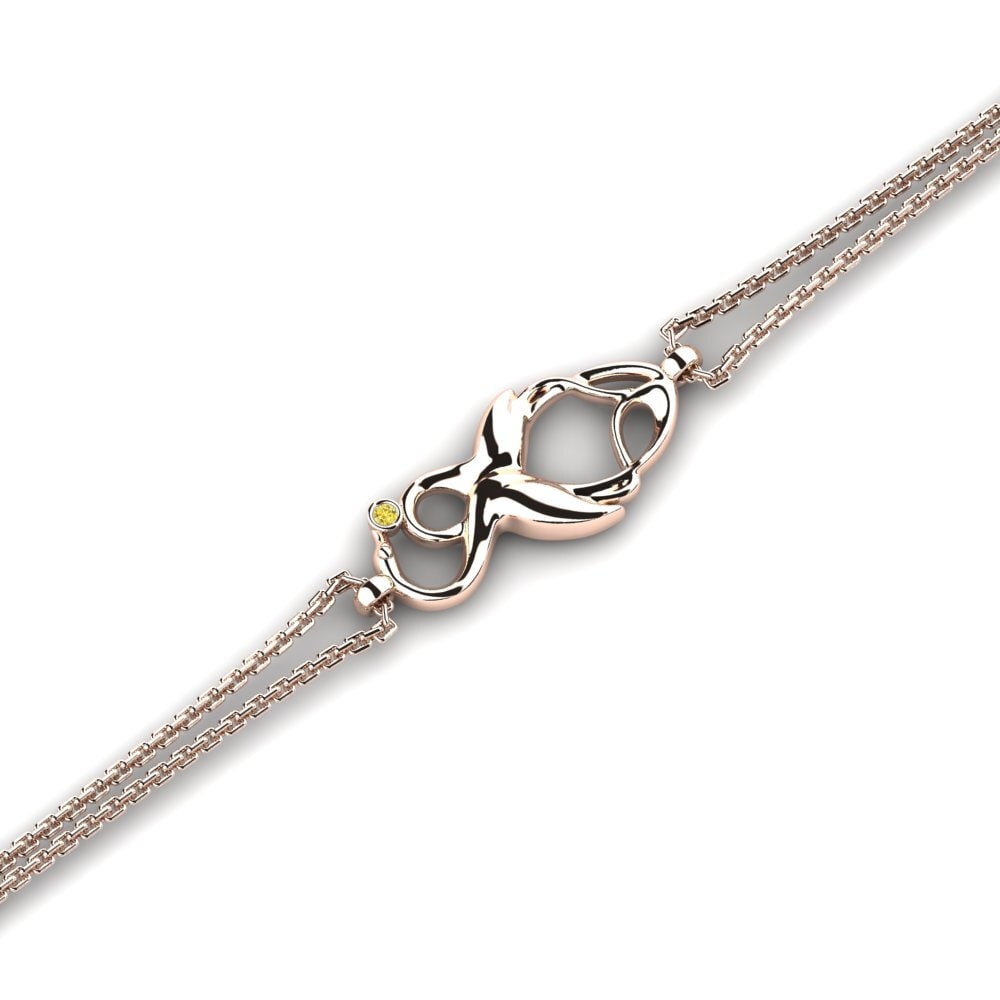 9ct Rose Gold Yellow Sapphire Women's Bracelet Gnikcots