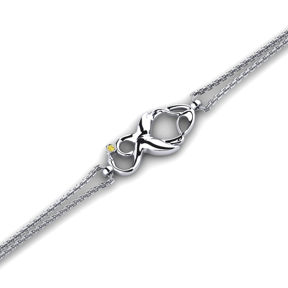 950 Platinum Yellow Sapphire Women's Bracelet Gnikcots