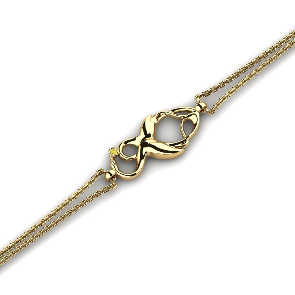 14k Oro Amarillo Zafiro amarillo Pulsera de Mujer Gnikcots