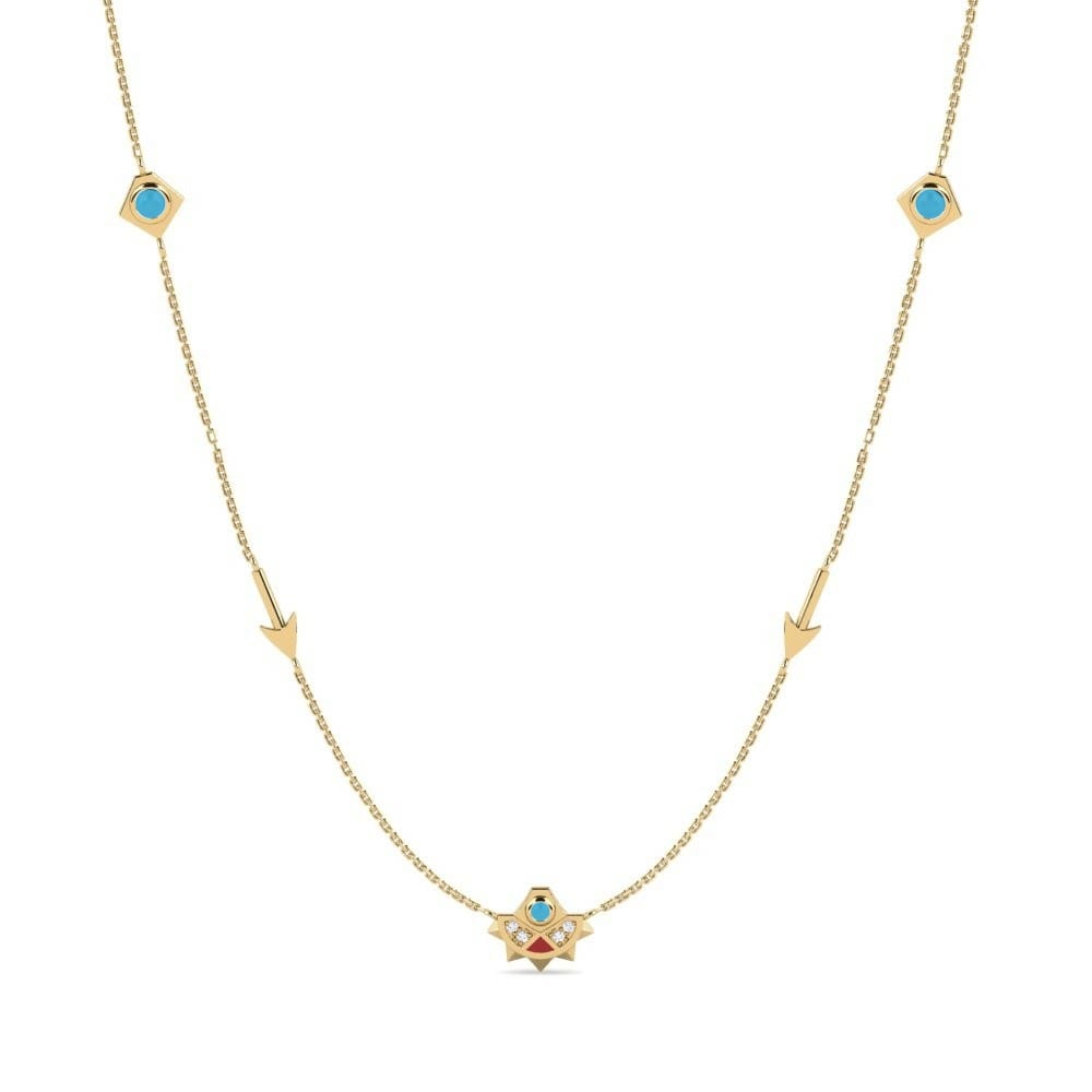 Station Turquoise Journey Necklaces Collection Goadinne 585 Yellow Gold White Sapphire