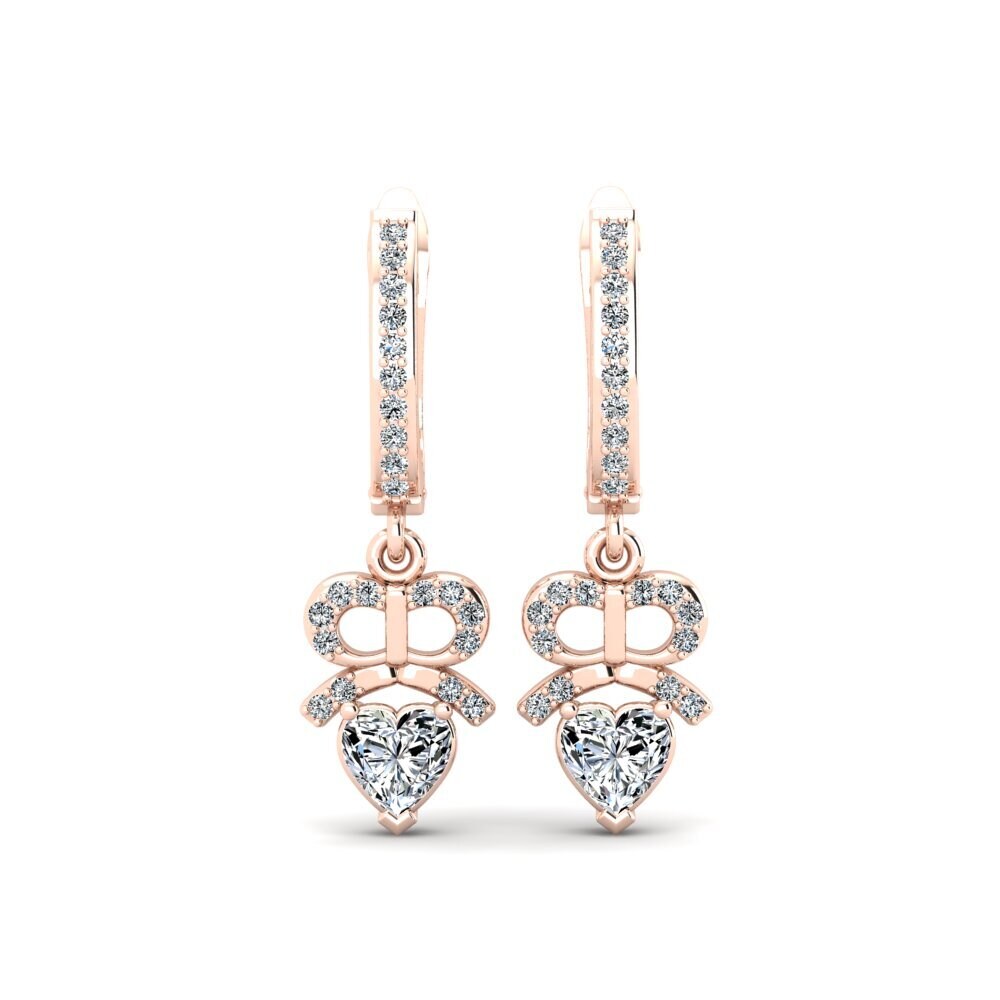 Boucles D'oreilles Pendentif Cœur En Cristal Autrichien Mauve - Avec Zirconia, Neuf Avec étiquettes