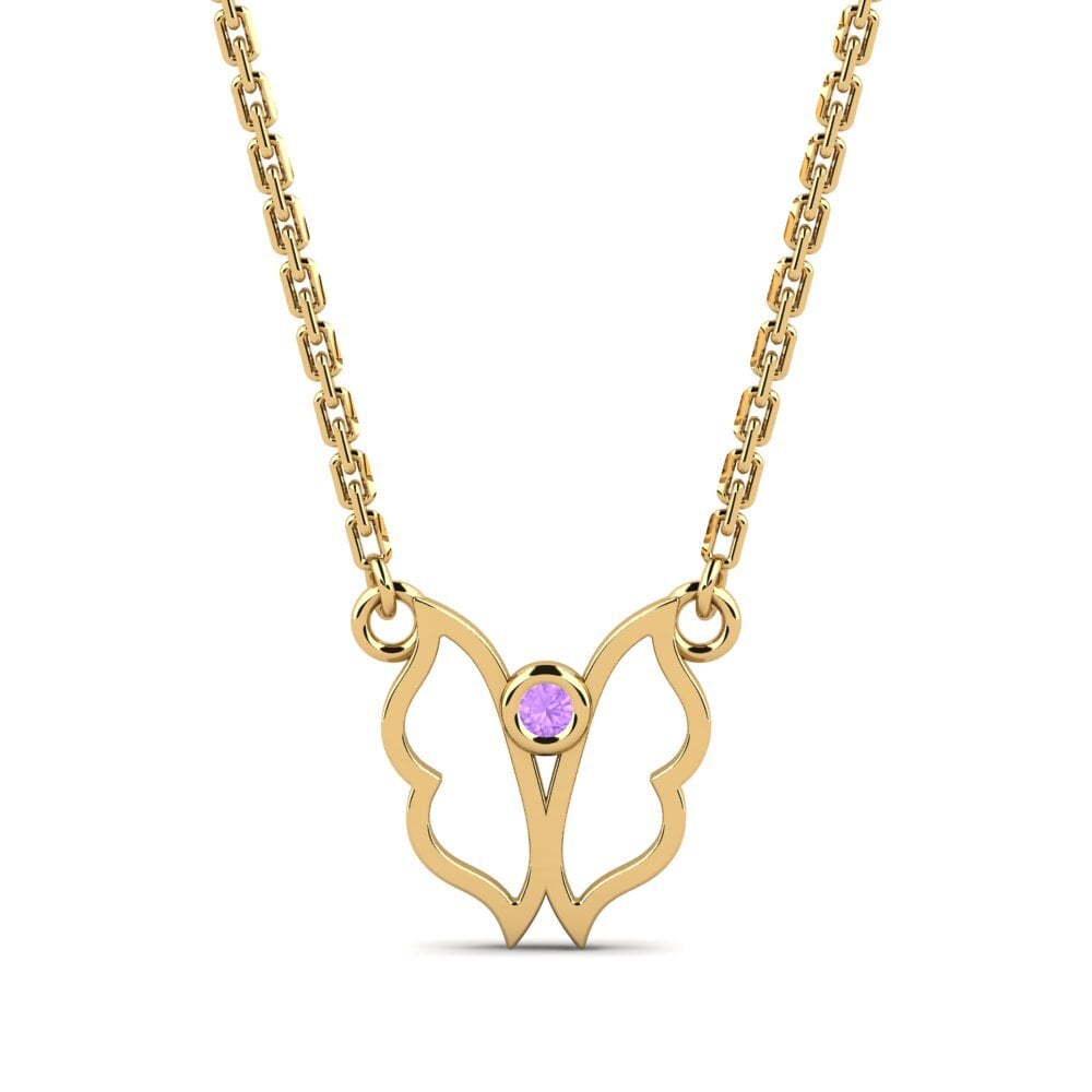 14k Oro Amarillo Amatista Collar de Mujer Goblon