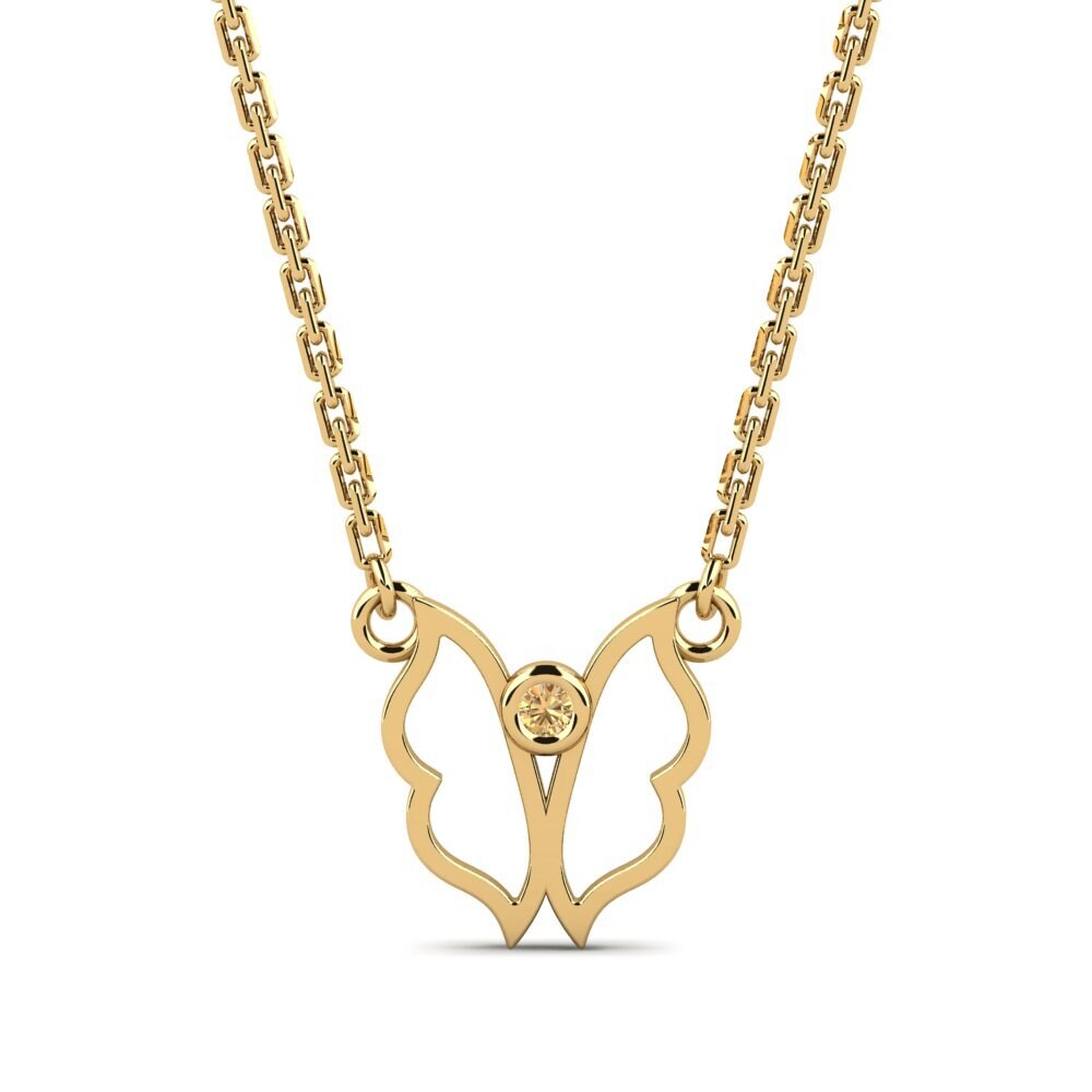 14k Oro Amarillo Diamante café Collar de Mujer Goblon