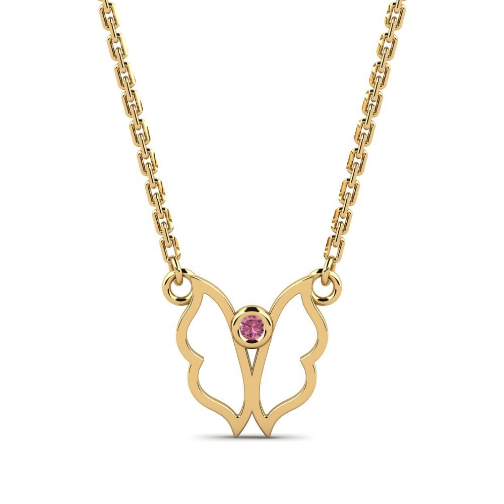 18k Oro Amarillo Granate Rhodolite Collar de Mujer Goblon