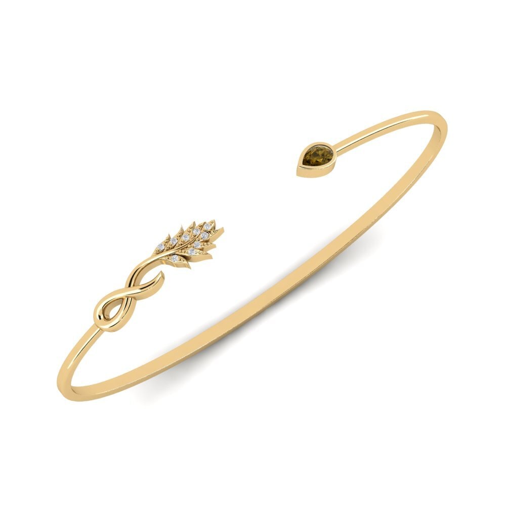18ct Yellow Gold Brown Zircon Palm Cuff Godeo