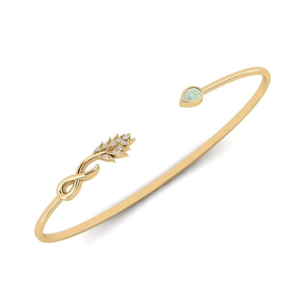 18ct Yellow Gold Green Amethyst Palm Cuff Godeo