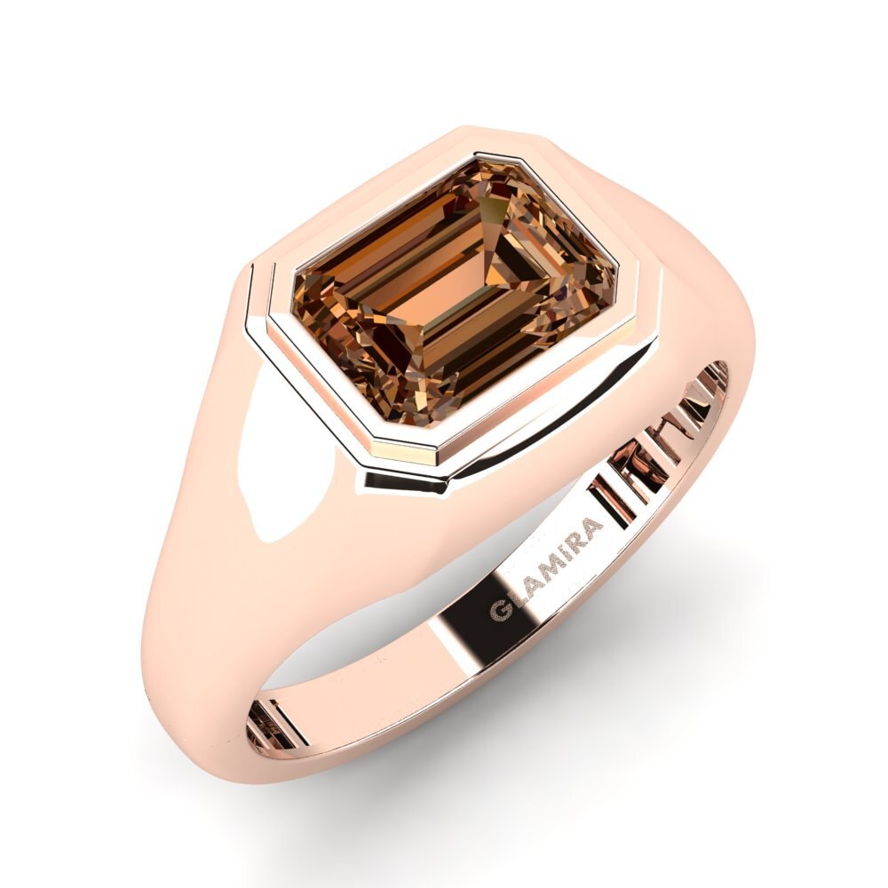 Oro Rosso 750 Diamante Marrone Anello da uomo Goetzinger