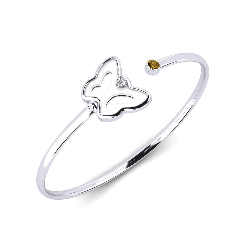 White Silver Brown Zircon Women's Bracelet Goguen