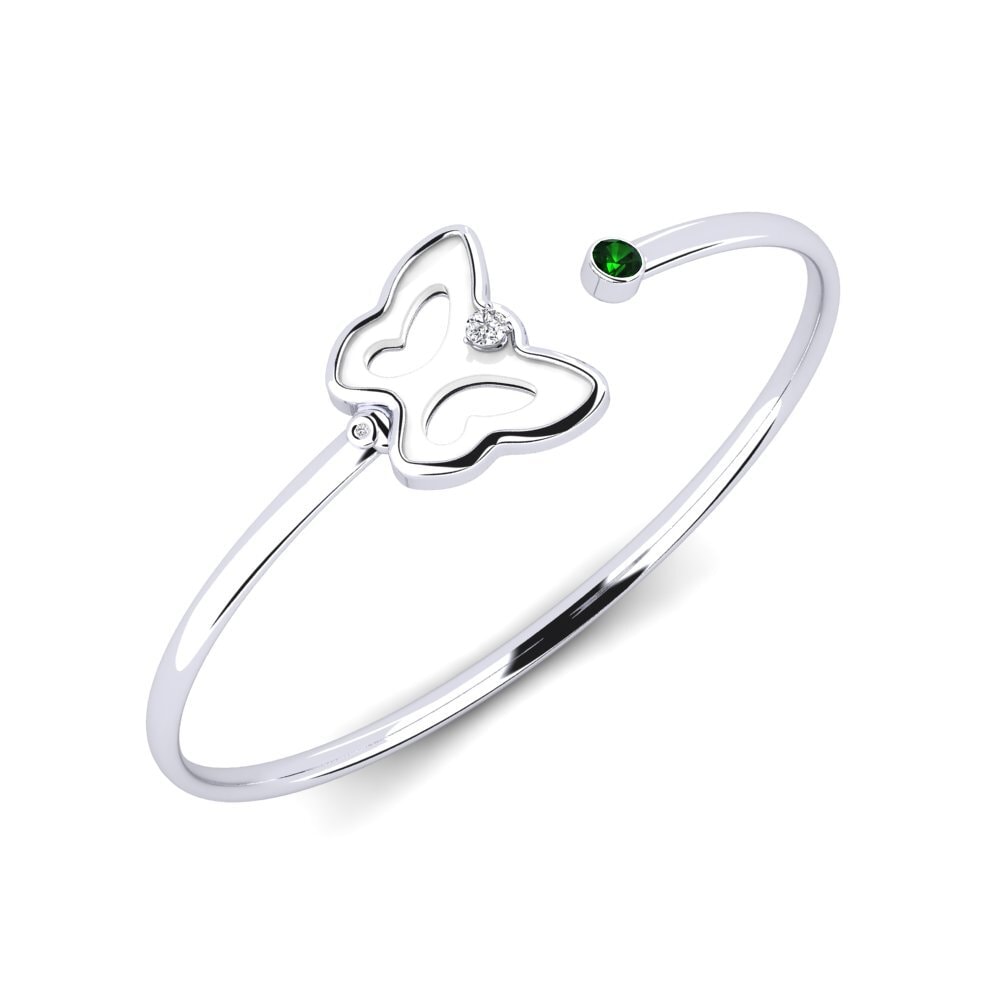 White Silver Green Tourmaline Women's Bracelet Goguen