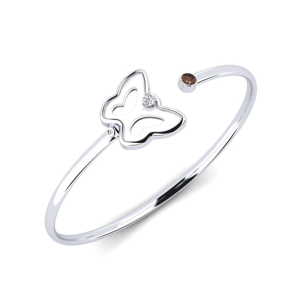 White Silver Smoky Quartz Women's Bracelet Goguen