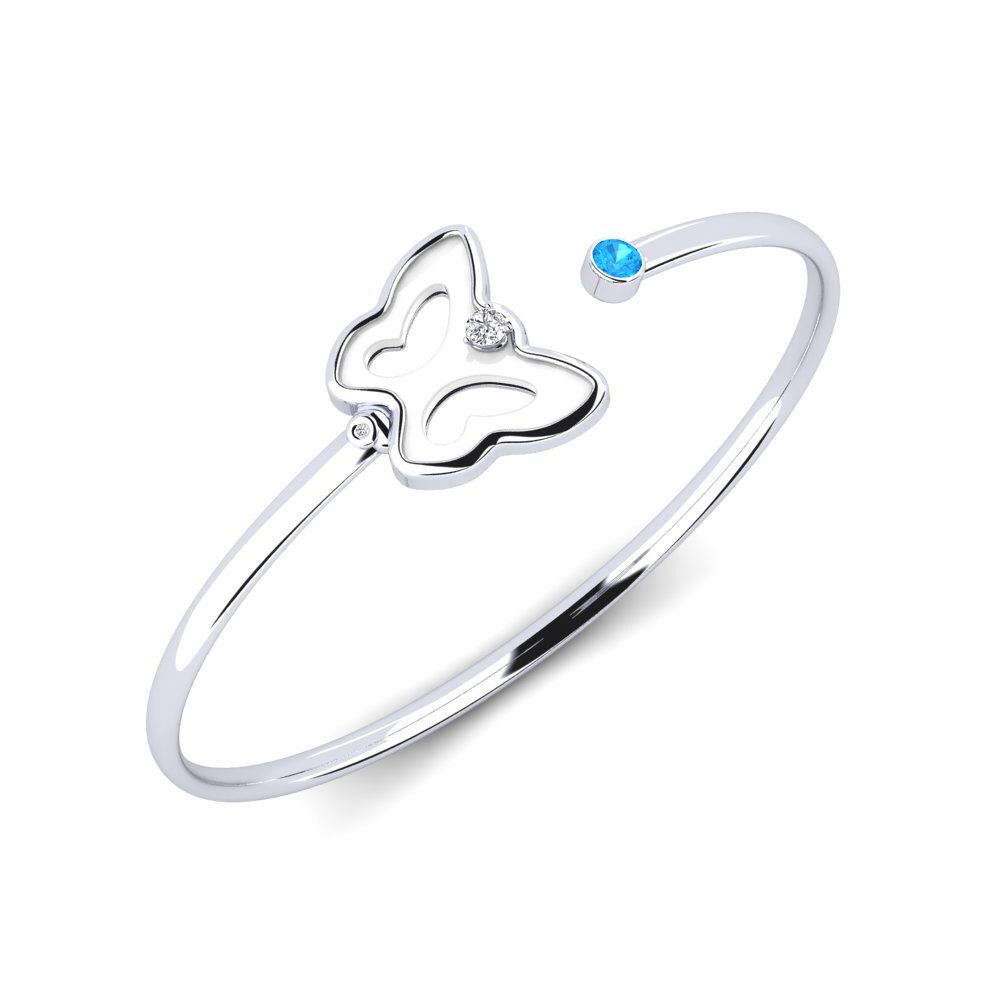 14ct White Gold Blue Topaz Women's Bracelet Goguen