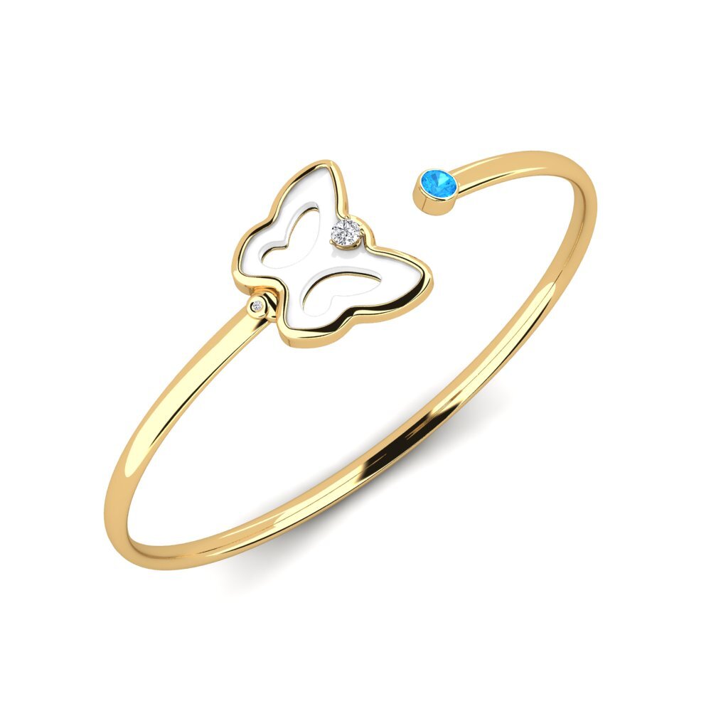 14ct Yellow Gold Blue Topaz Women's Bracelet Goguen