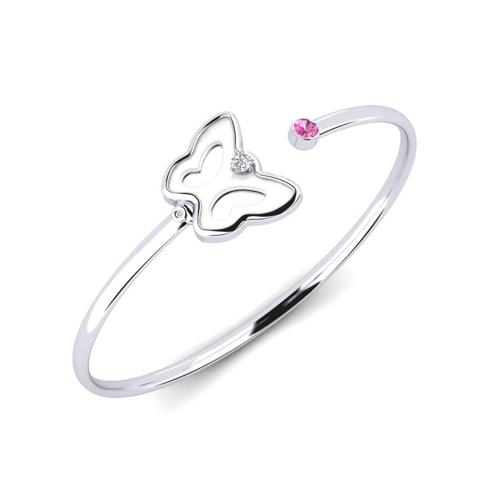14ct White Gold Pink Topaz Women's Bracelet Goguen