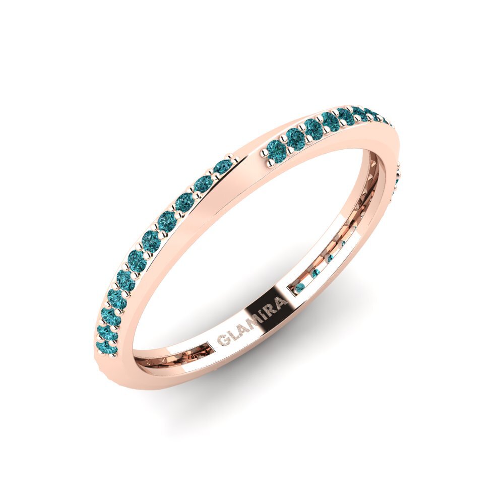 14k Oro Rosa Diamante Azul Anillo Golben
