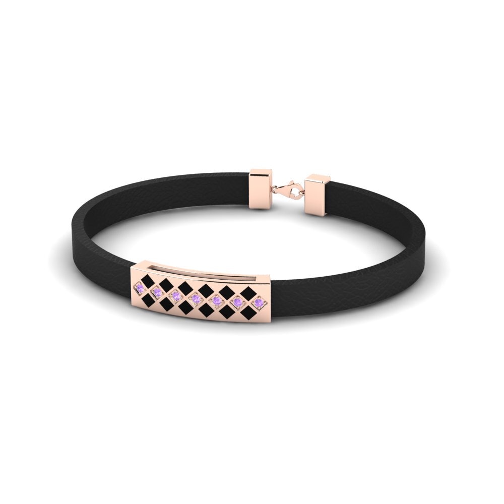 9ct Rose Gold Amethyst Men's Bracelet Goldeen