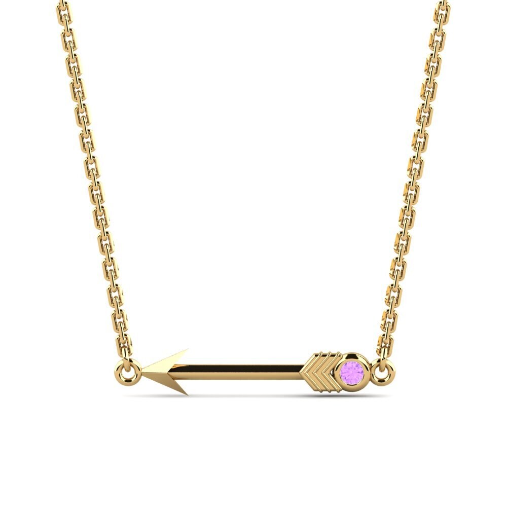 14k Oro Amarillo Amatista Collar de Mujer Golduck
