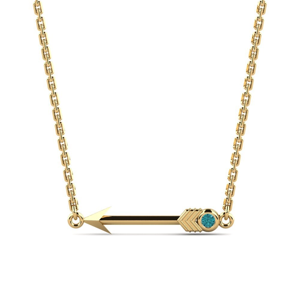14k Oro Amarillo Diamante Azul Collar de Mujer Golduck