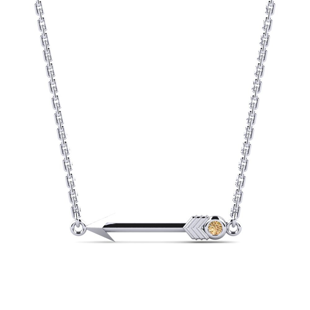 14k Oro Blanco Diamante café Collar de Mujer Golduck