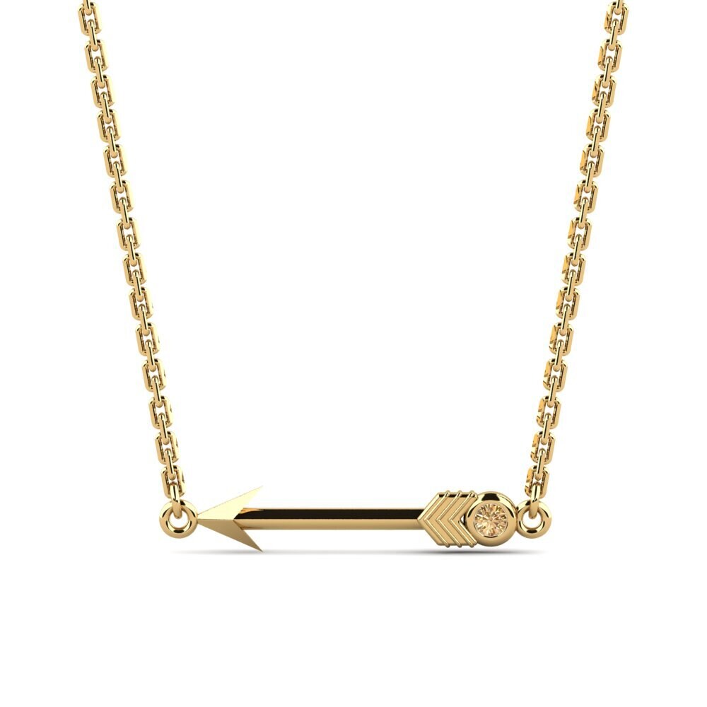 14k Oro Amarillo Diamante café Collar de Mujer Golduck
