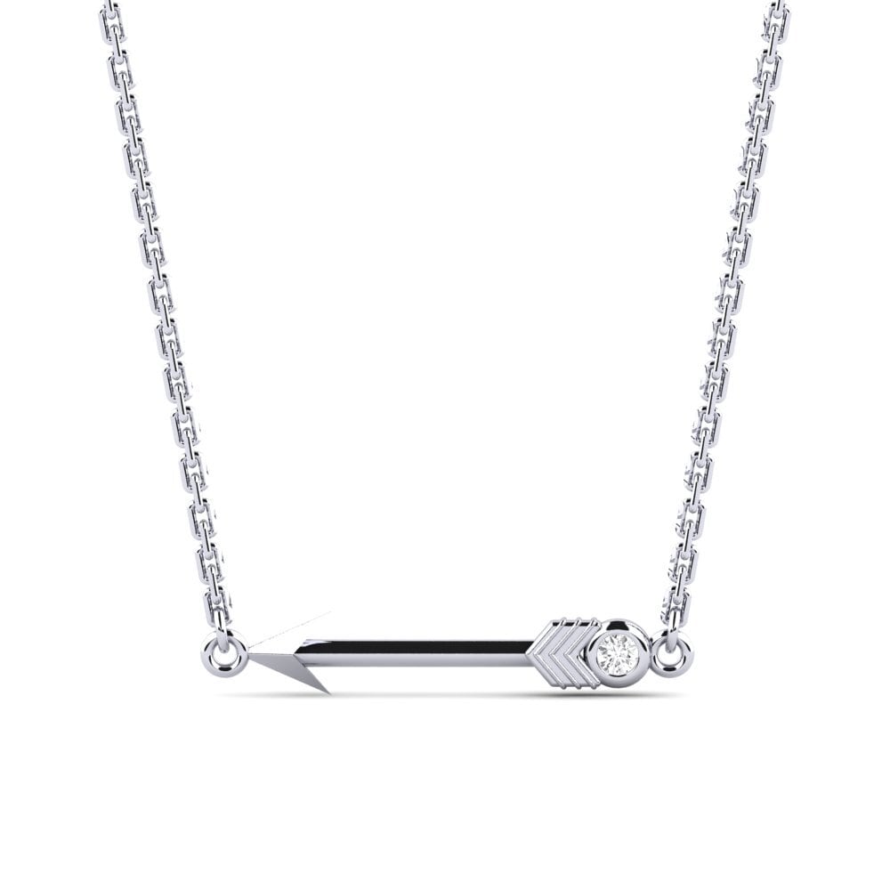 14k Oro Blanco Zafiro blanco Collar de Mujer Golduck