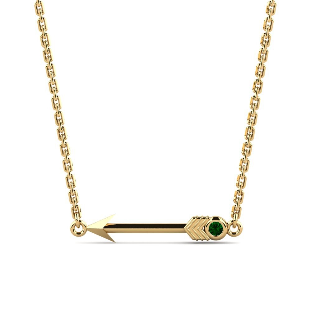 9k Oro Amarillo Circonita Verde Collar de Mujer Golduck