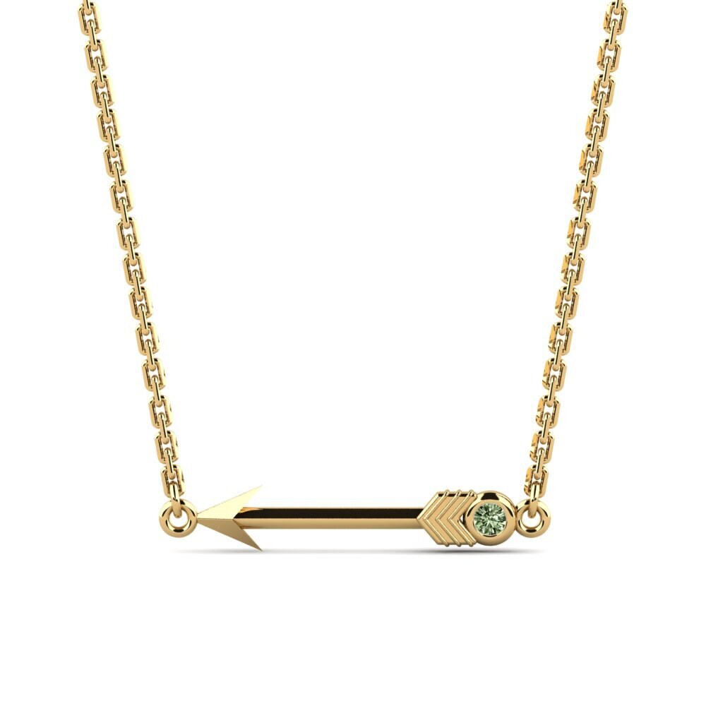 14k Oro Amarillo Diamante Verde Collar de Mujer Golduck