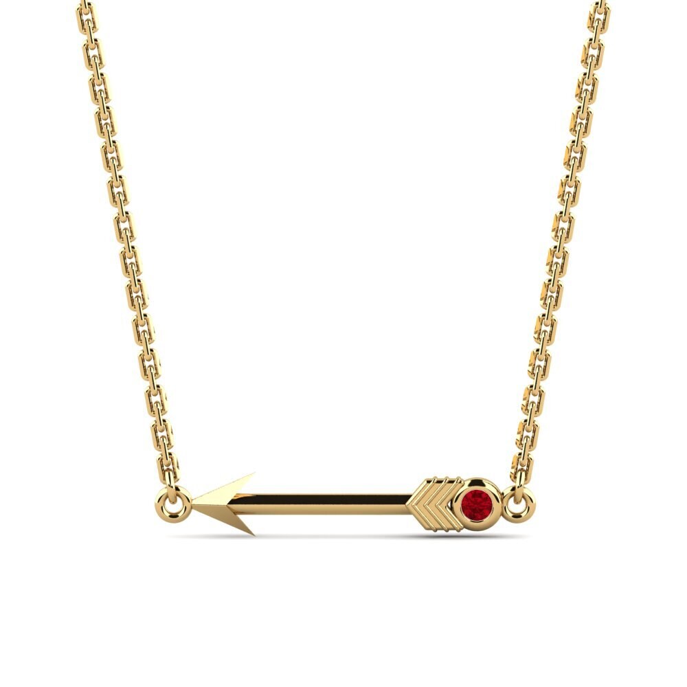 9k Oro Amarillo Circonita Roja Collar de Mujer Golduck