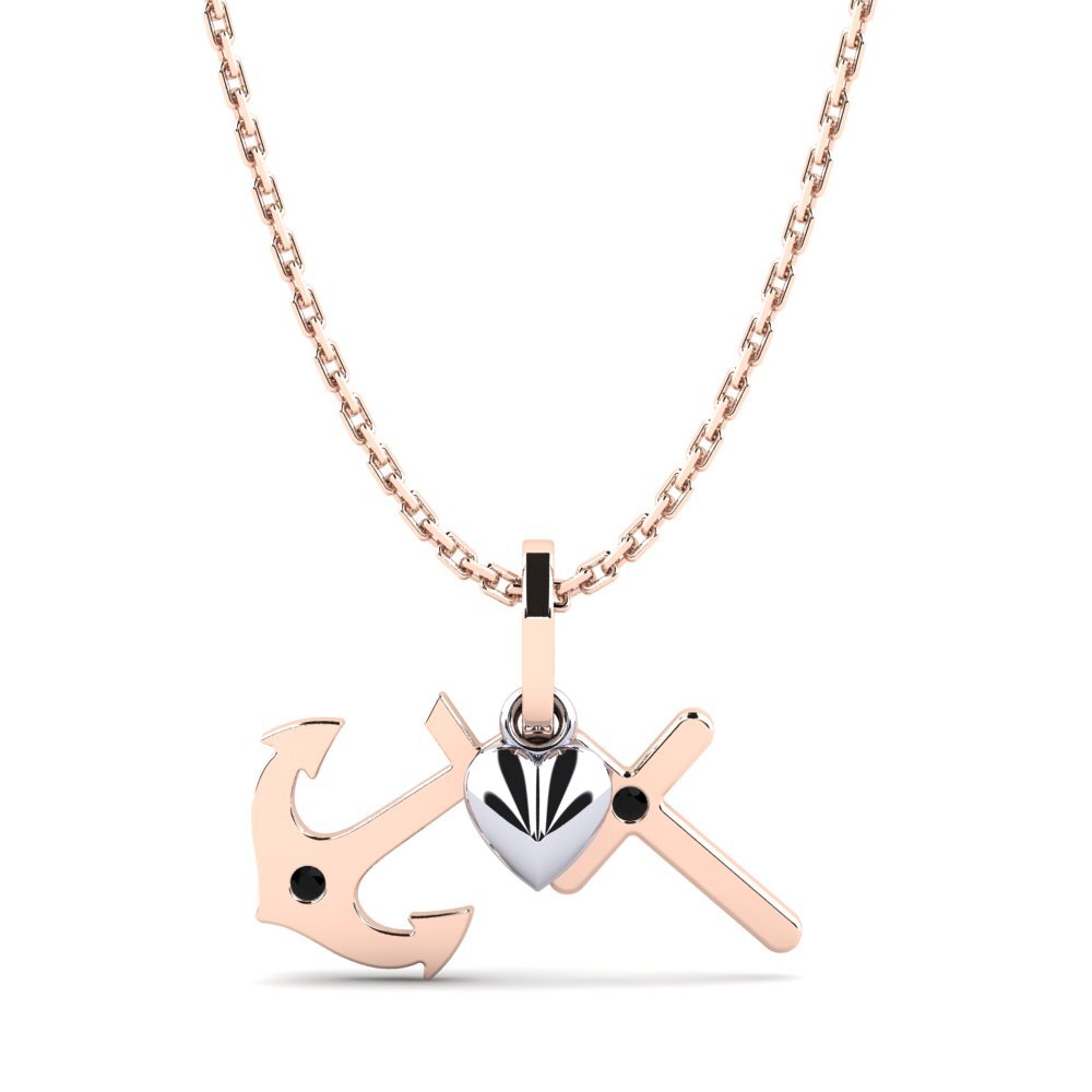 14k Oro Rosa & Blanco Zafiro negro Colgante de Mujer Golurk