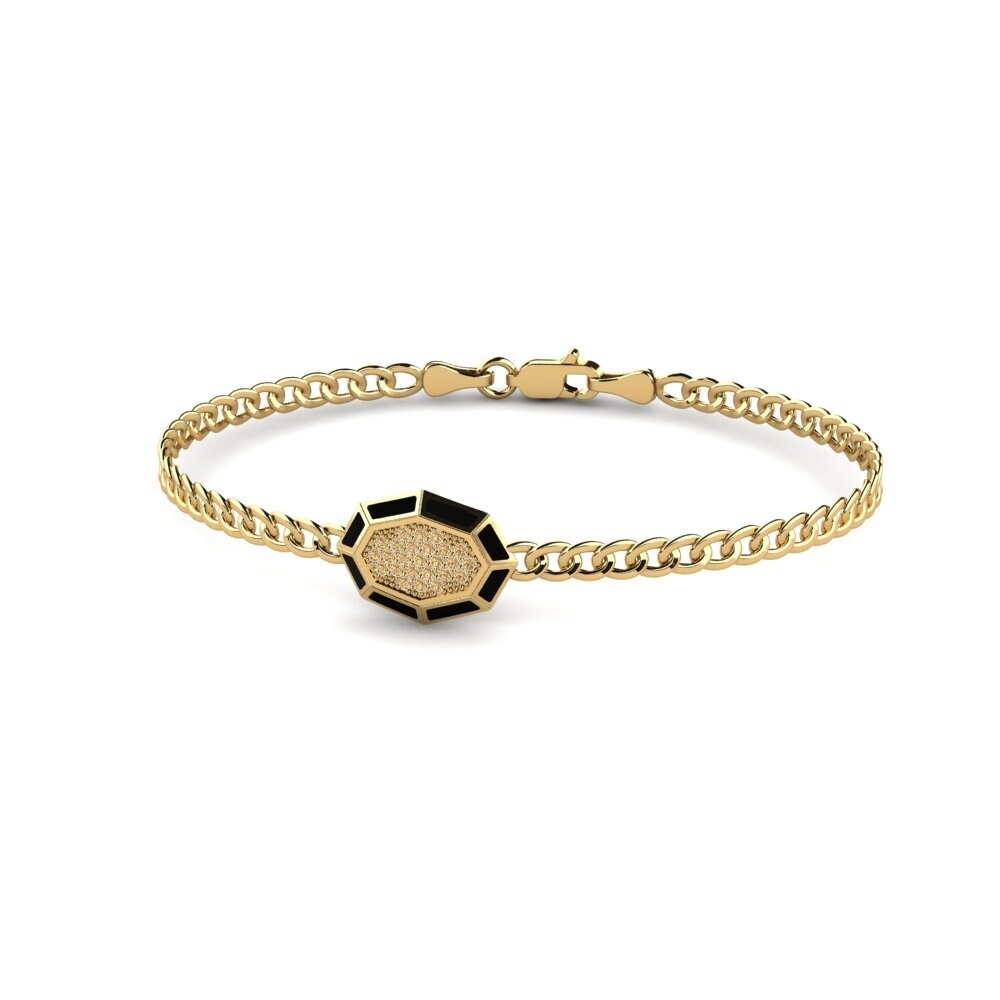 18ct Yellow Gold Brown Diamond Men's Bracelet Gommy