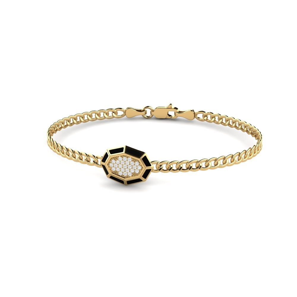 18ct Yellow Gold White sapphire Men's Bracelet Gommy