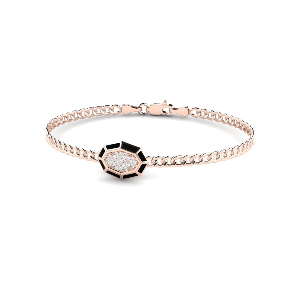 18ct Rose Gold Zirconia Men's Bracelet Gommy