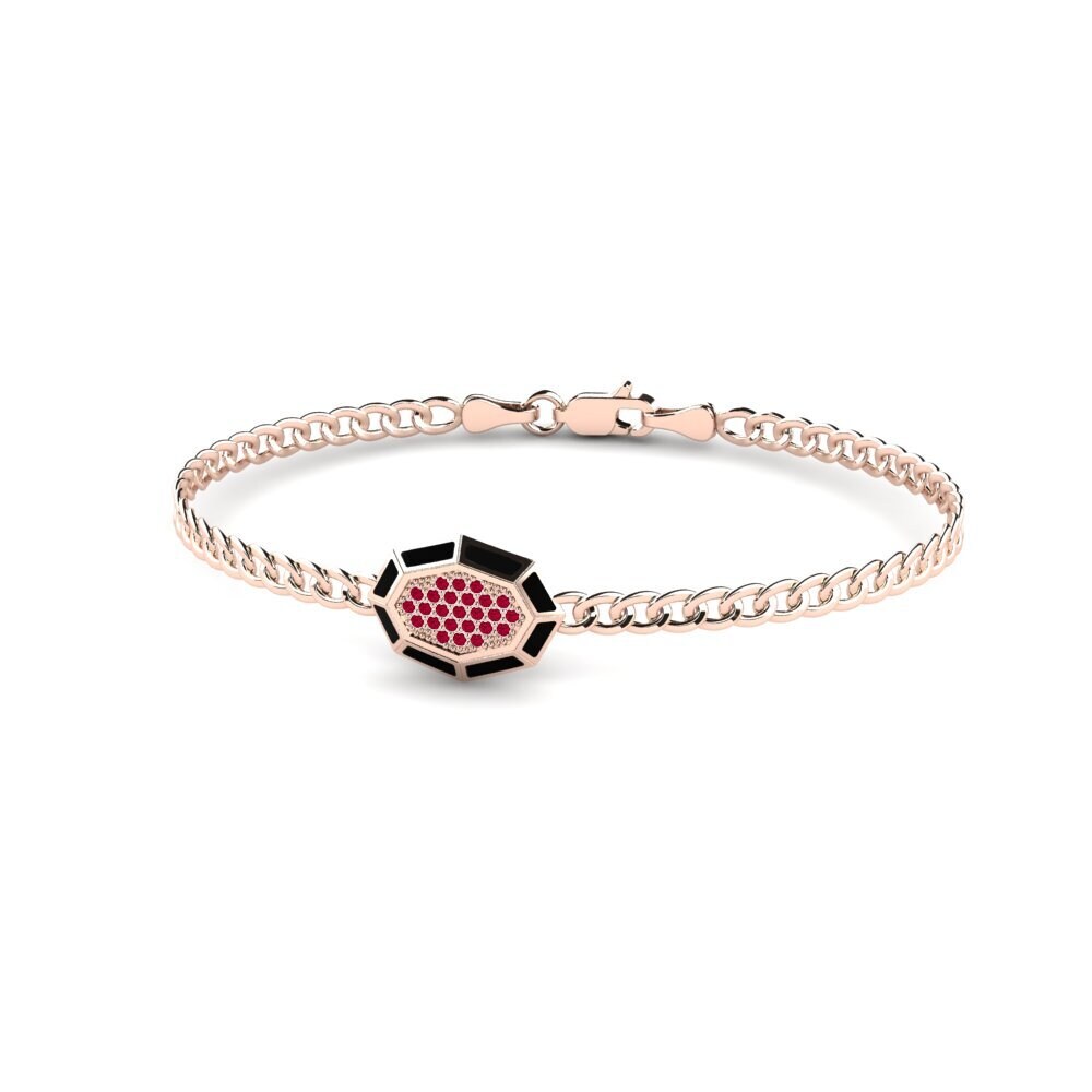 18ct Rose Gold Ruby Men's Bracelet Gommy