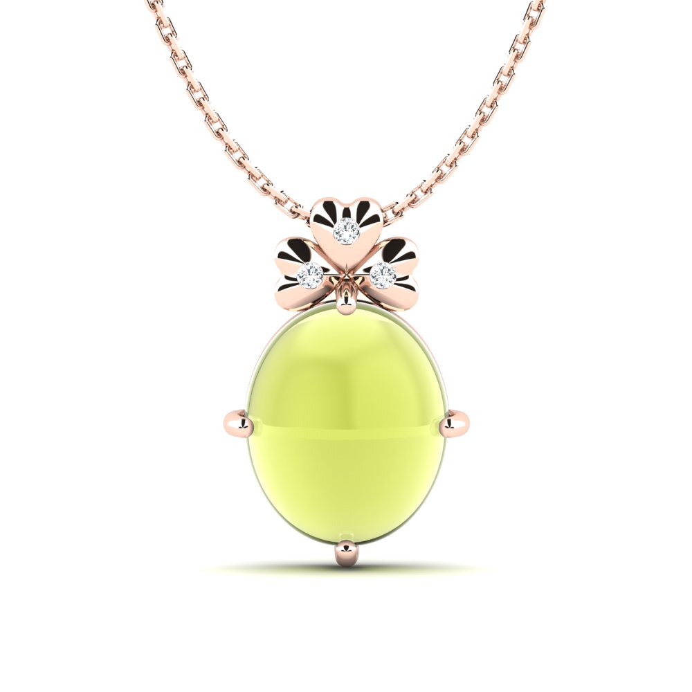 14k Oro Rosa Topacio Limón Cabujón Collar de Mujer Gordin