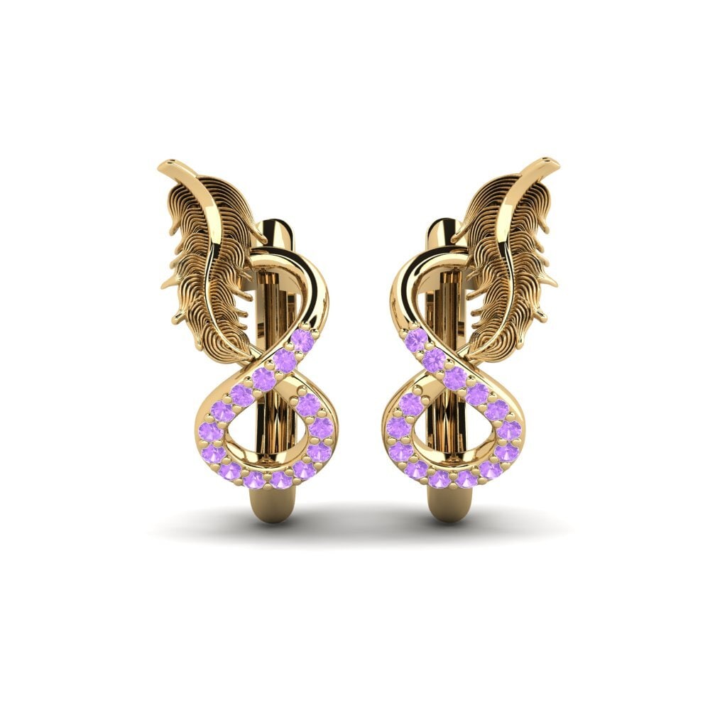 9ct Yellow Gold Amethyst Women's Earring Gordost